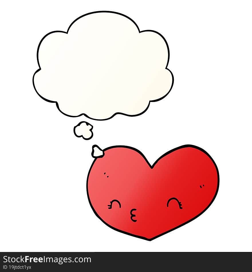 cartoon love heart and thought bubble in smooth gradient style