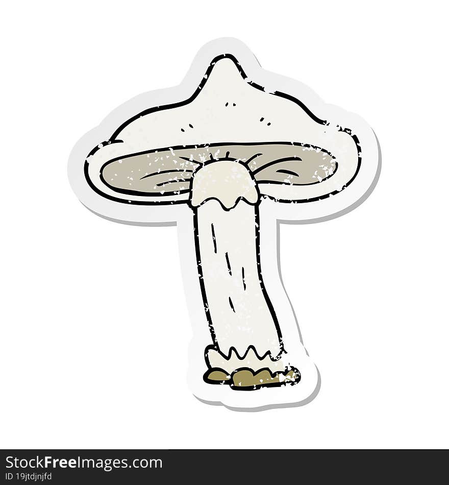 retro distressed sticker of a cartoon mushroom