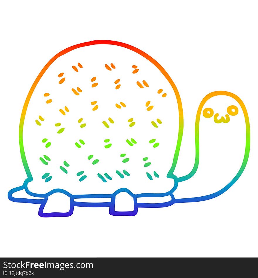 Rainbow Gradient Line Drawing Cute Cartoon Turtle