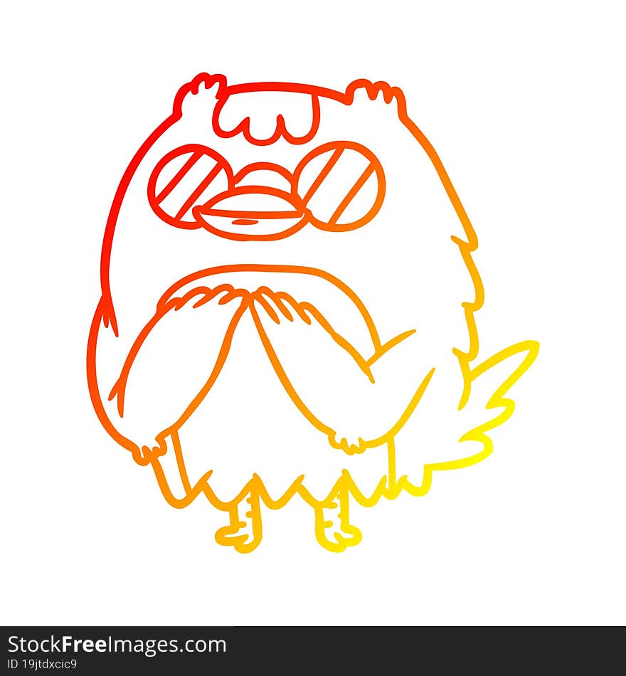 warm gradient line drawing cute wise old owl