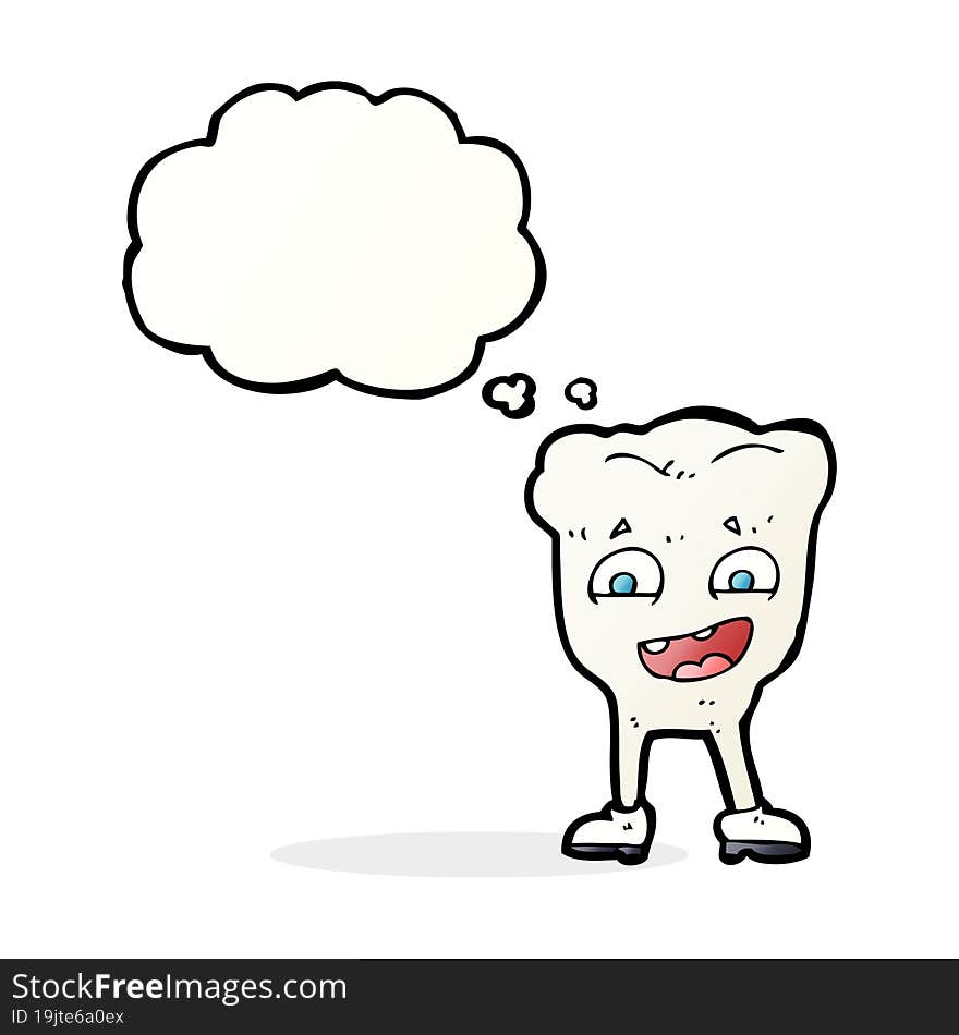 Cartoon Happy Tooth With Thought Bubble