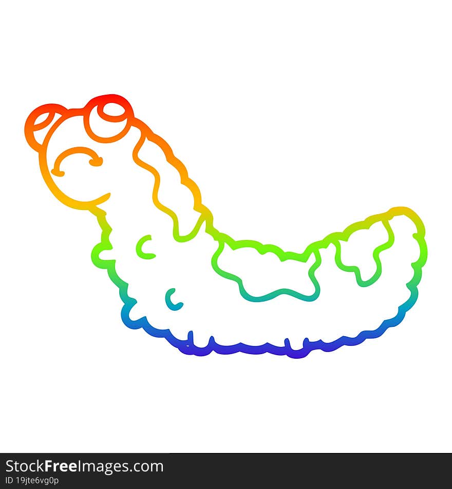 rainbow gradient line drawing cartoon unhappy caterpillar