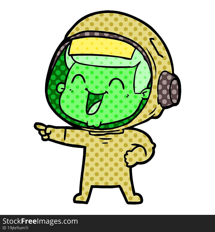 happy cartoon astronaut. happy cartoon astronaut