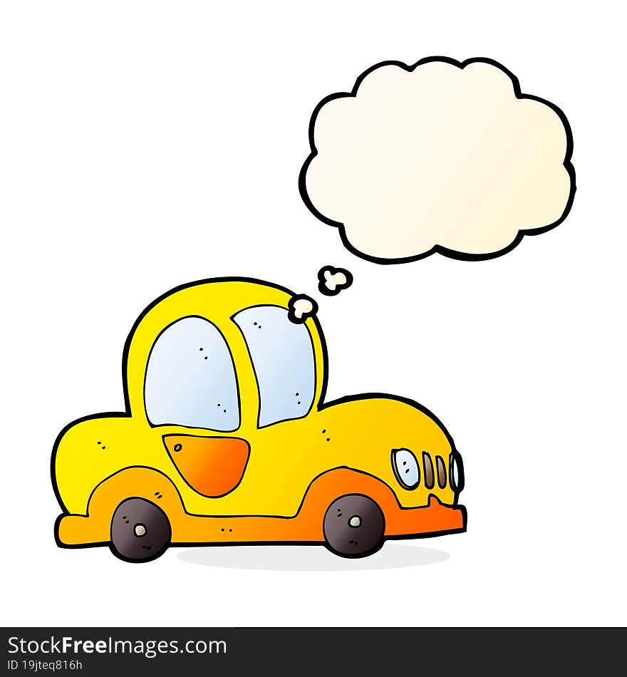 cartoon car with thought bubble