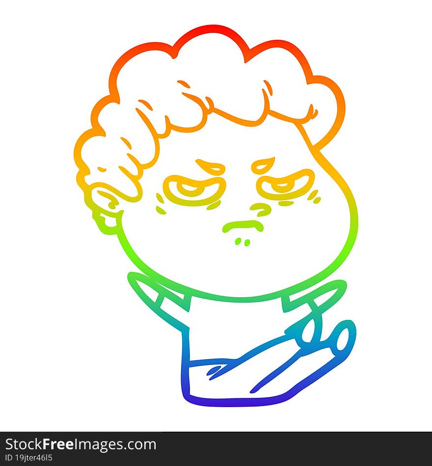 rainbow gradient line drawing cartoon angry man