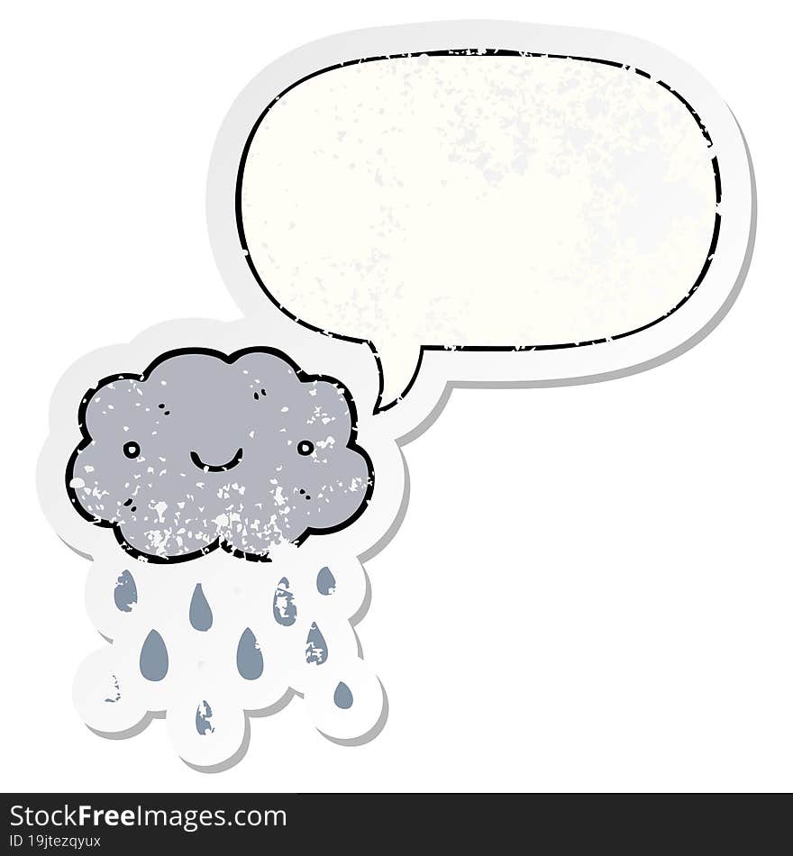 Cute Cartoon Cloud And Speech Bubble Distressed Sticker