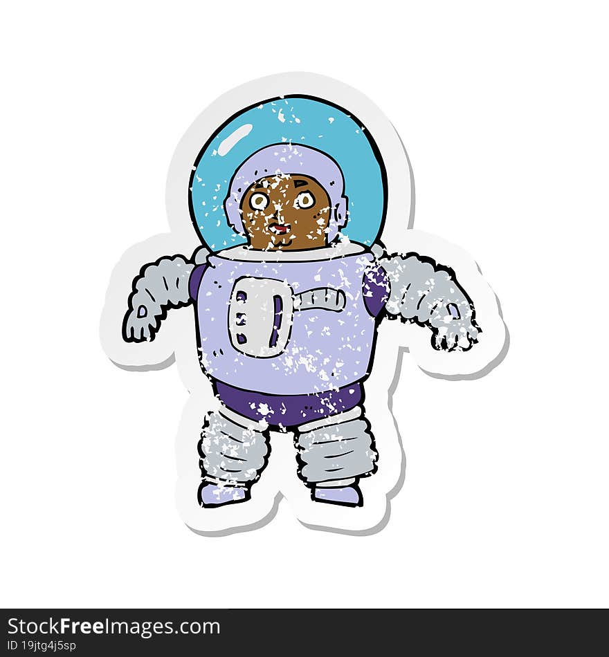 retro distressed sticker of a cartoon space man