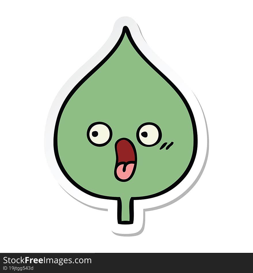 sticker of a cute cartoon expressional leaf