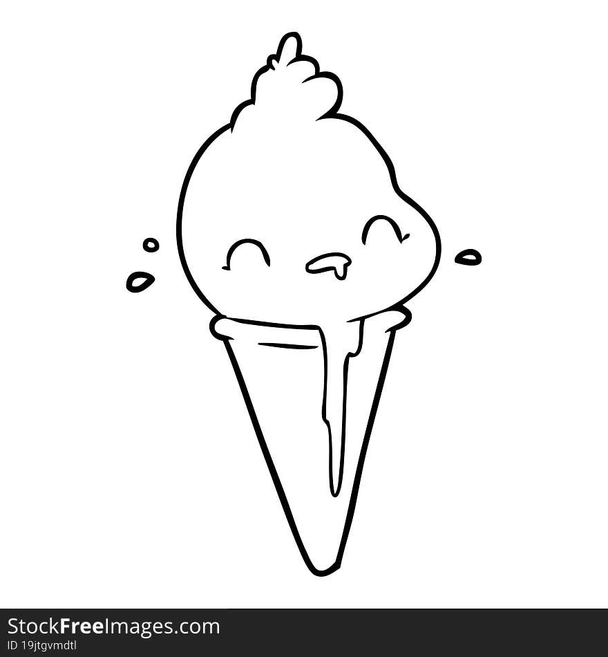 cute line drawing of a ice cream. cute line drawing of a ice cream