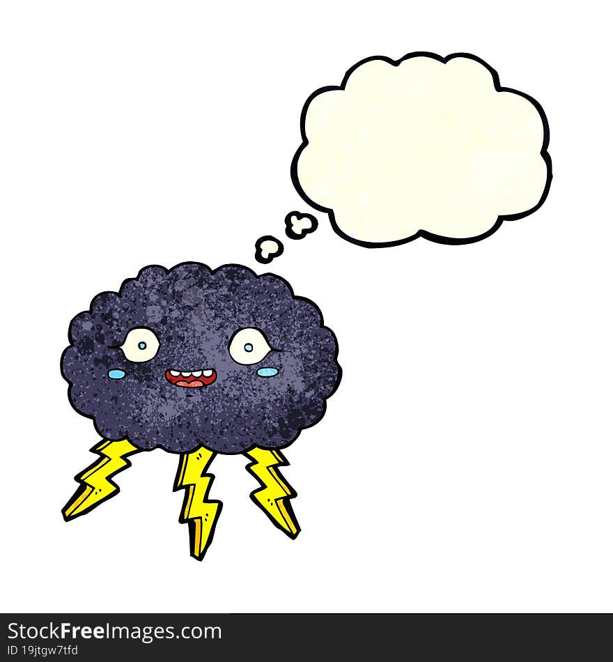 happy cartoon rain cloud with thought bubble