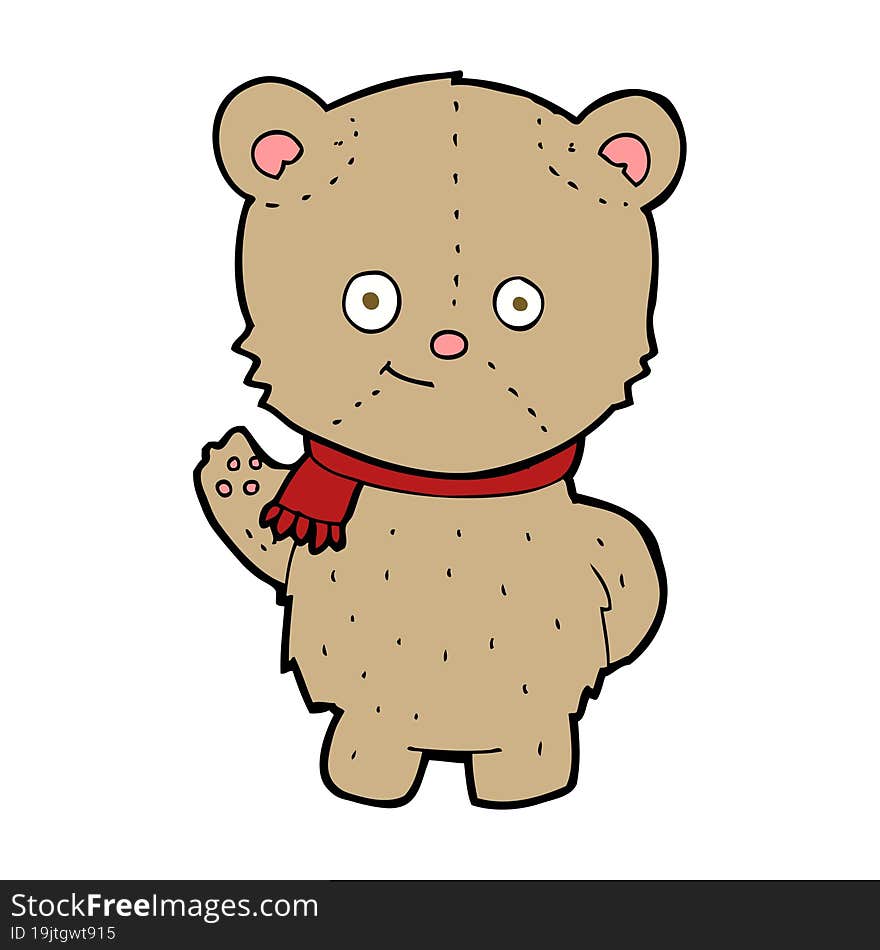 Cartoon Waving Teddy Bear