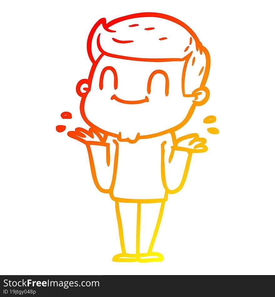 warm gradient line drawing of a cartoon friendly man