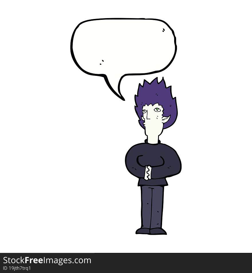 cartoon vampire man with speech bubble