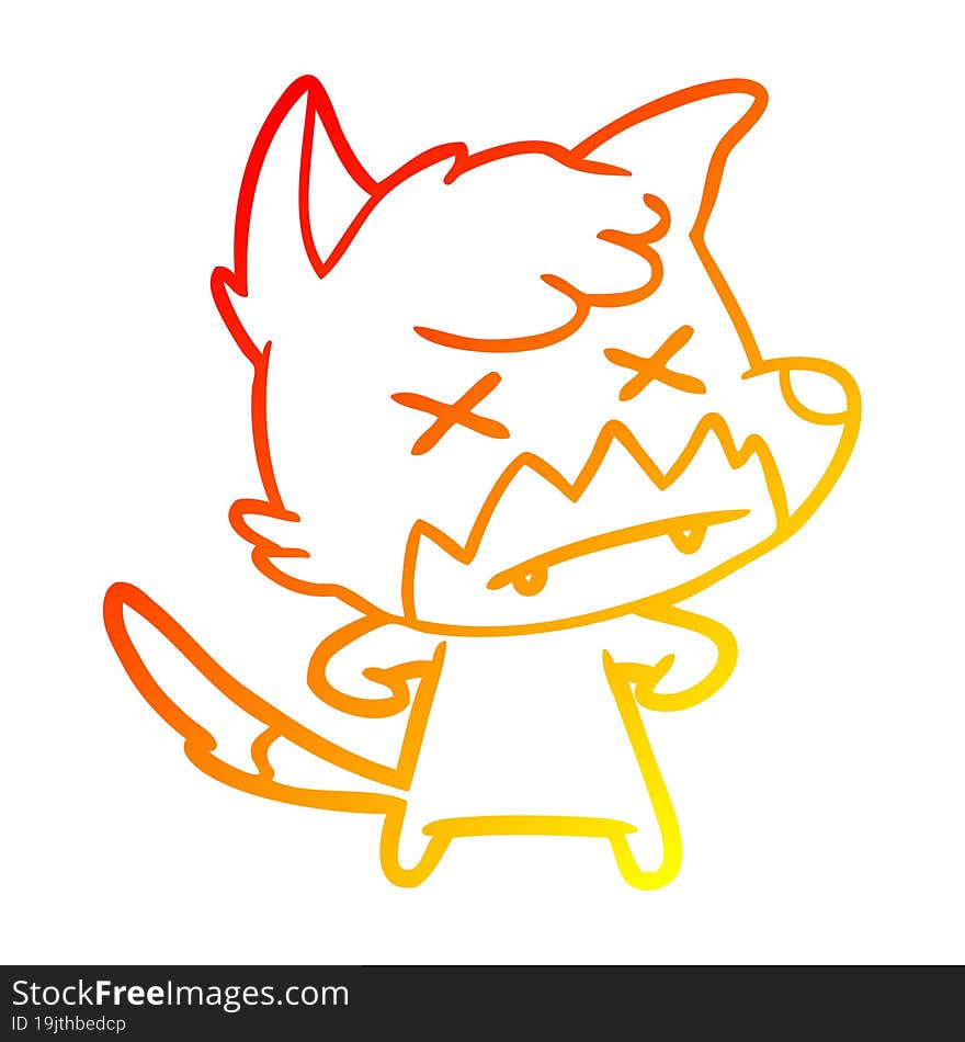 warm gradient line drawing cartoon dead fox