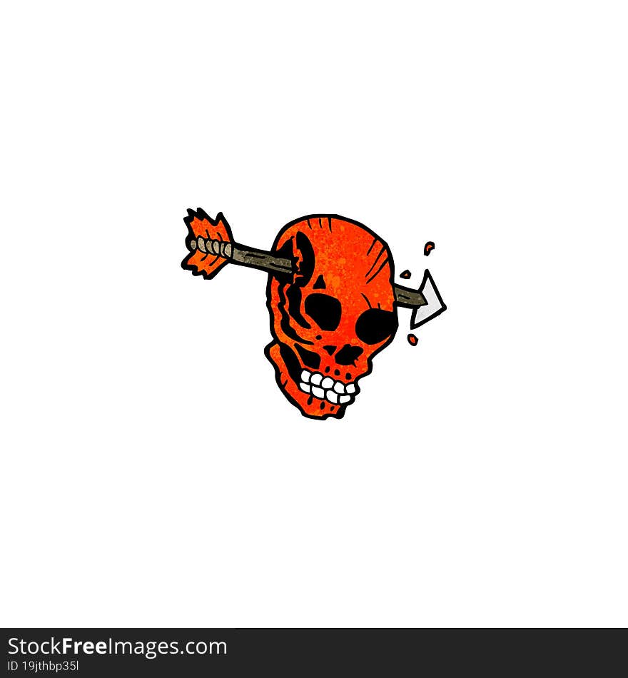 cartoon arrow through skull