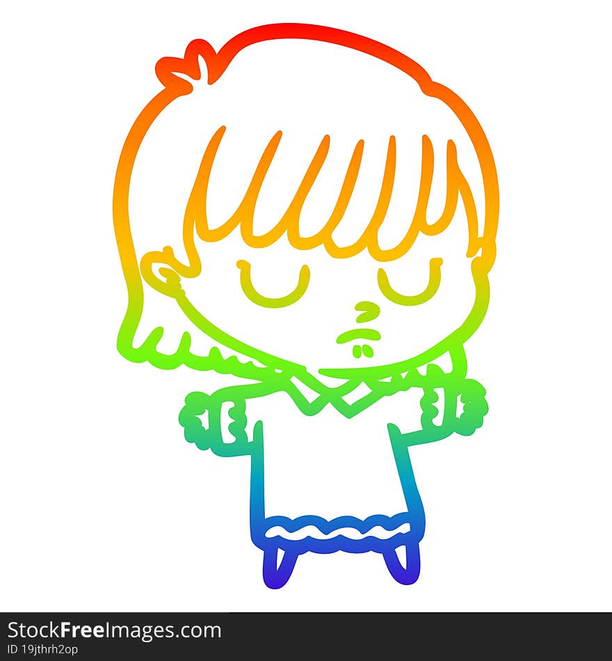 rainbow gradient line drawing of a cartoon woman