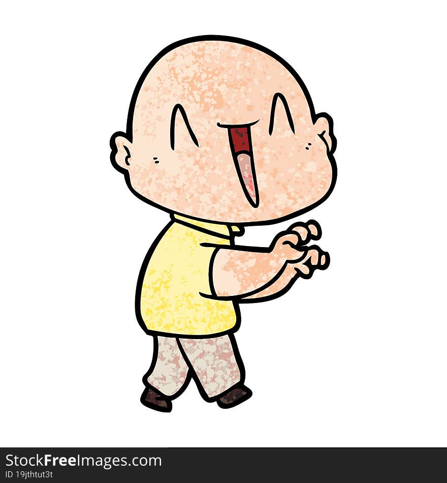 happy cartoon bald man. happy cartoon bald man