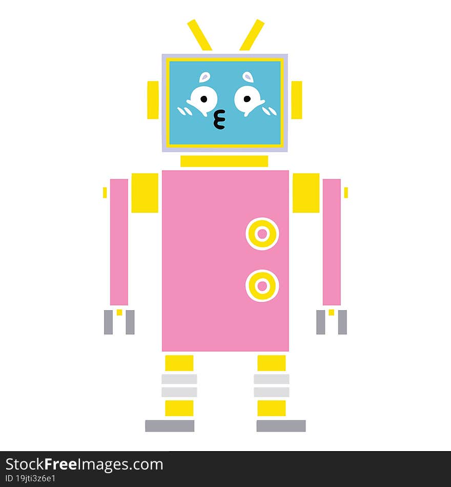 flat color retro cartoon of a robot