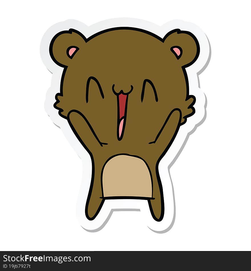 sticker of a happy bear cartoon