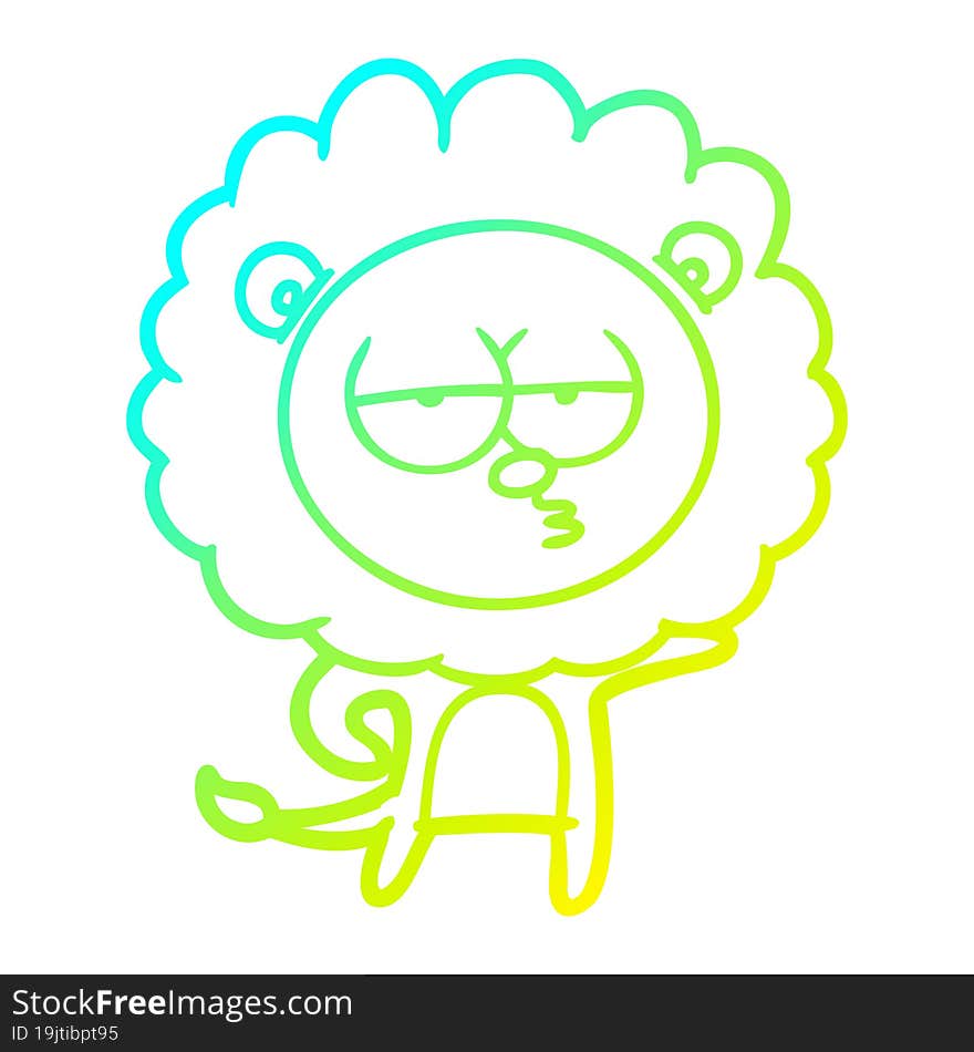 cold gradient line drawing cartoon bored lion