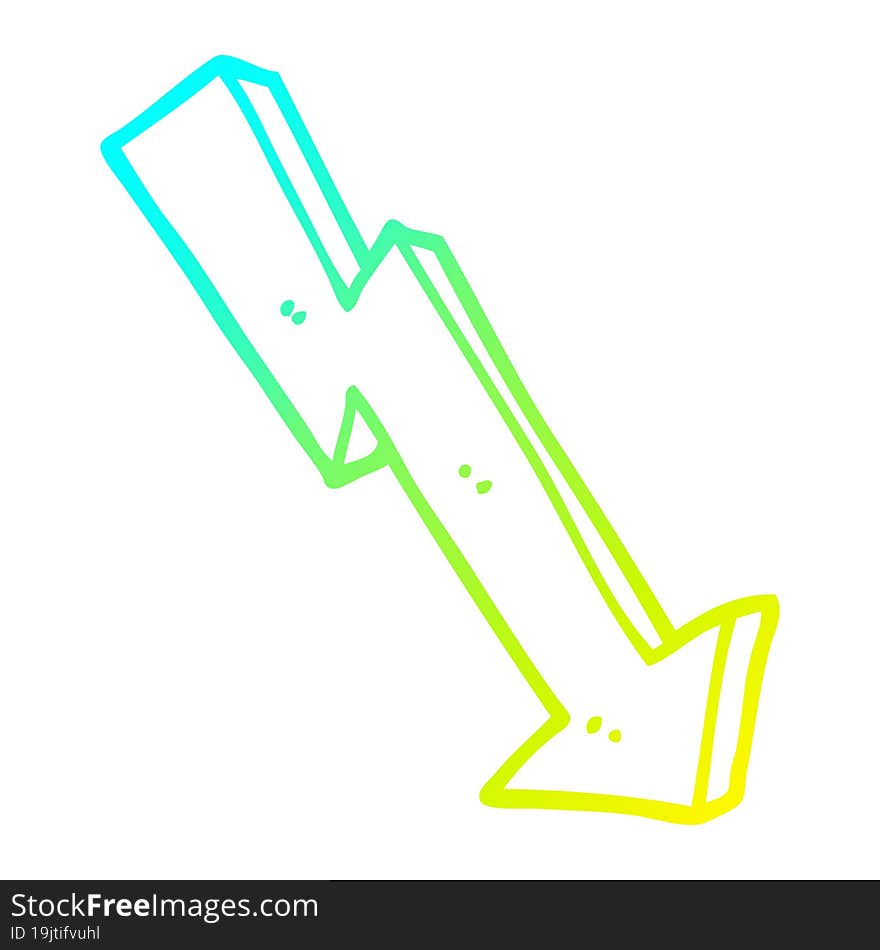 cold gradient line drawing cartoon business loss arrow