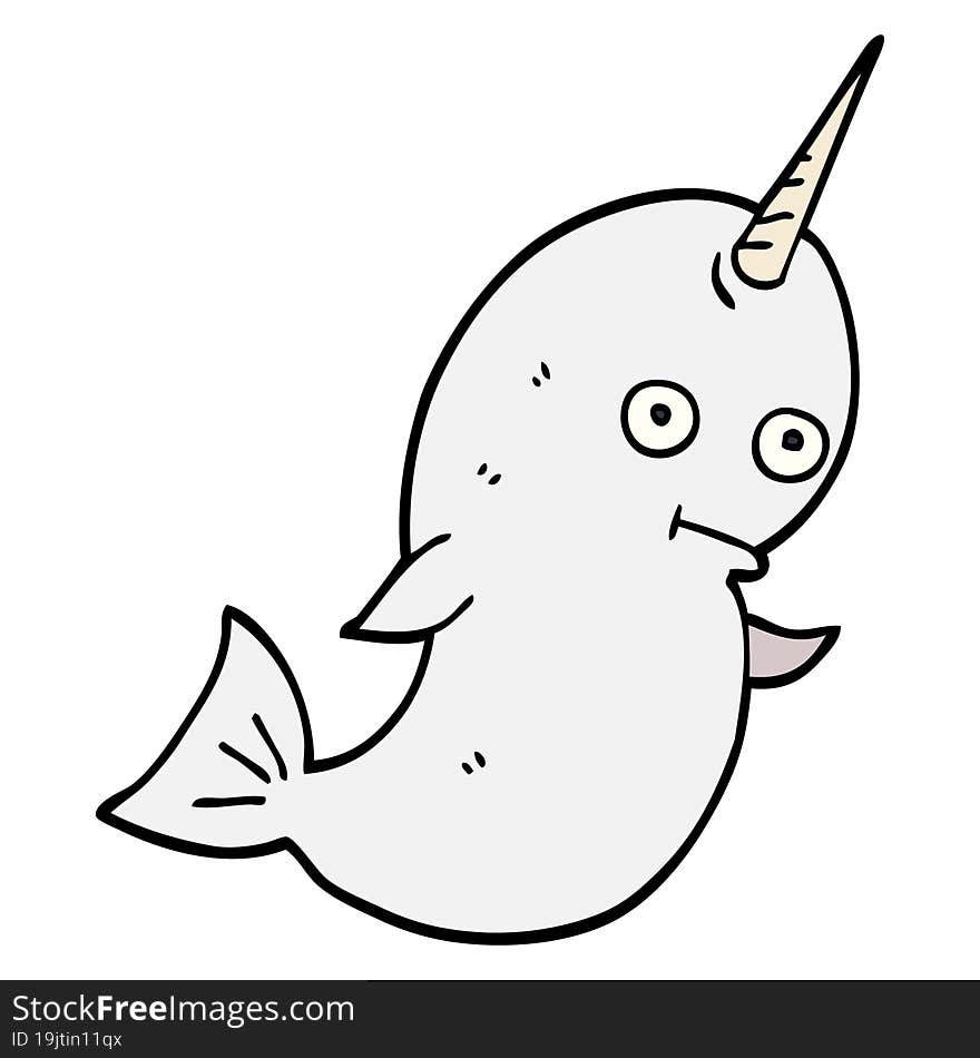 cartoon doodle white narwhal