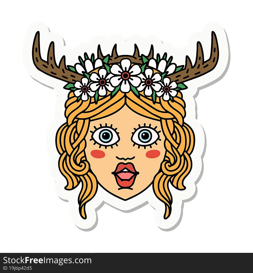 human druid character face sticker