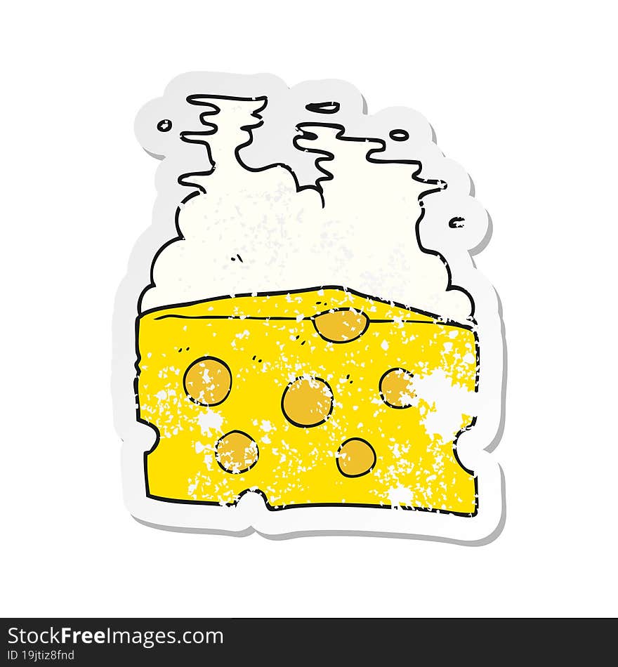 retro distressed sticker of a cartoon cheese