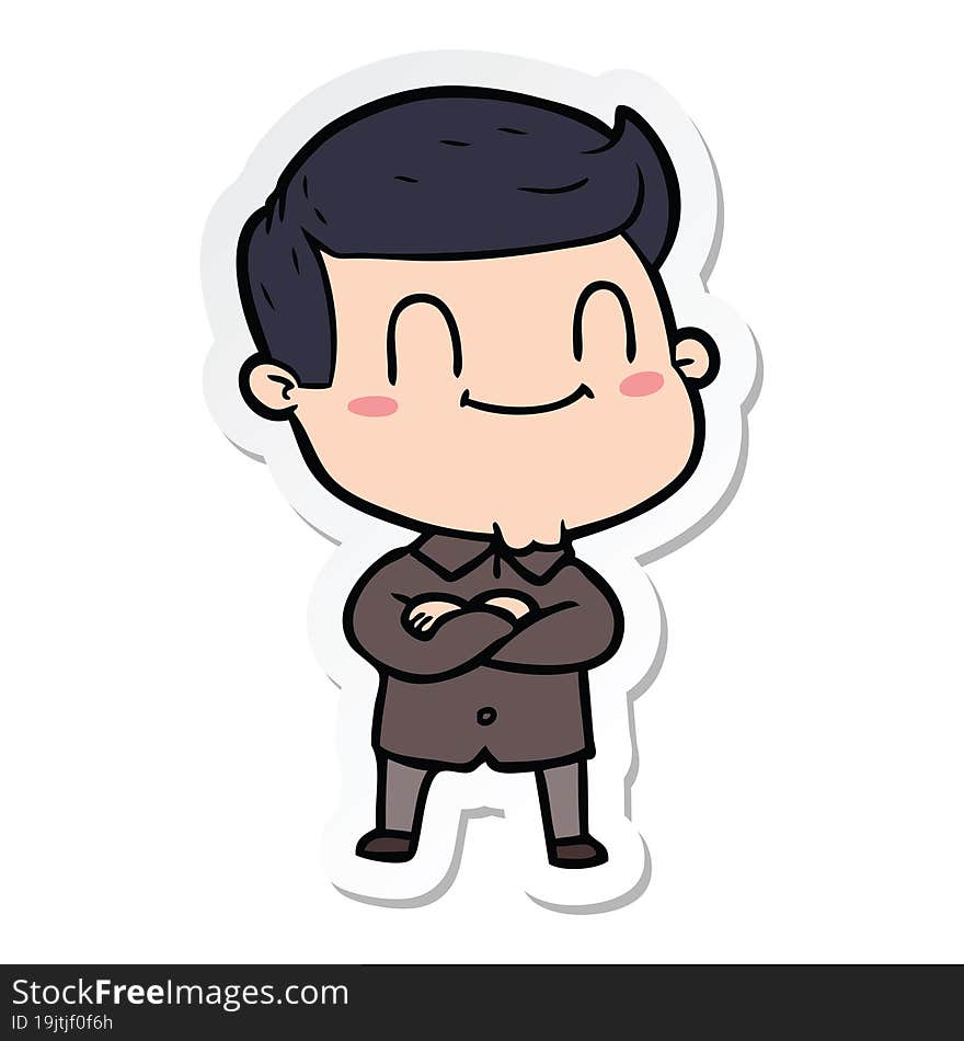 sticker of a cartoon friendly man