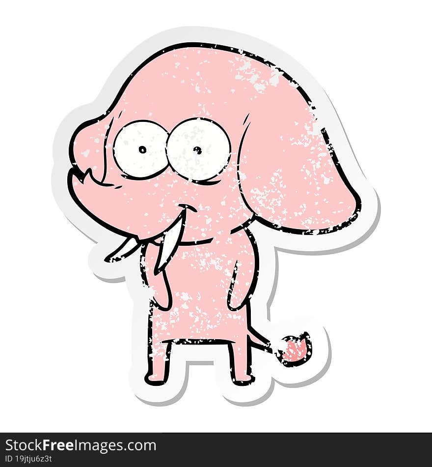 Distressed Sticker Of A Happy Cartoon Elephant