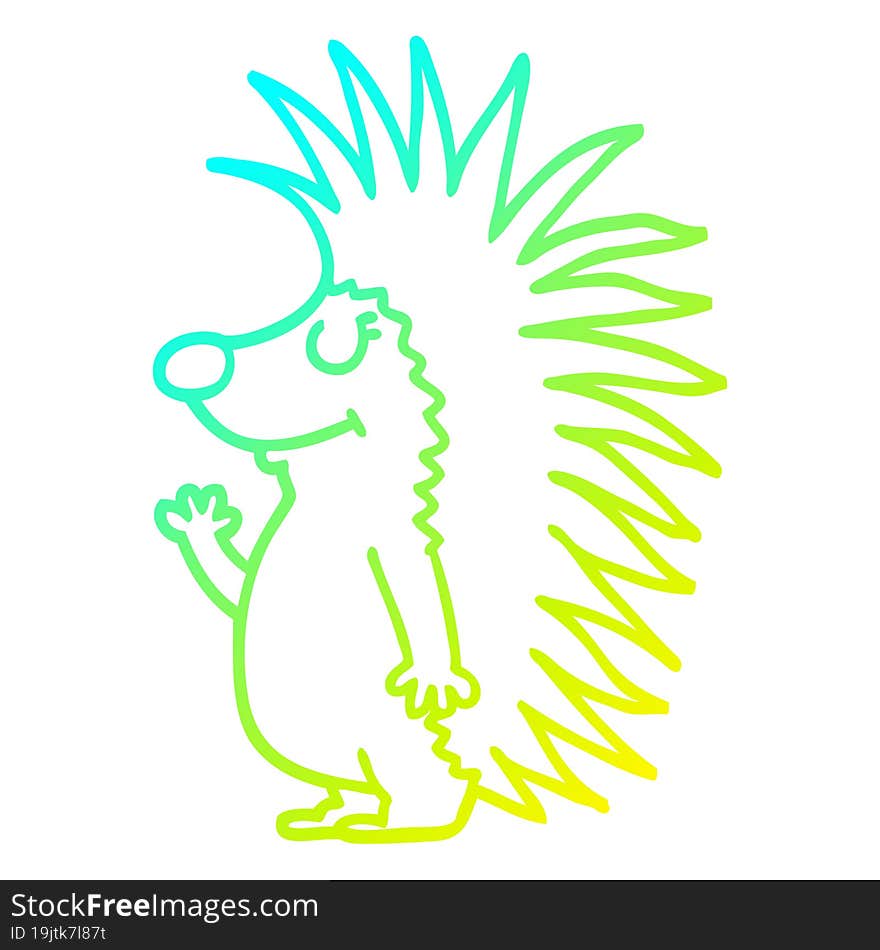 cold gradient line drawing cartoon spiky hedgehog