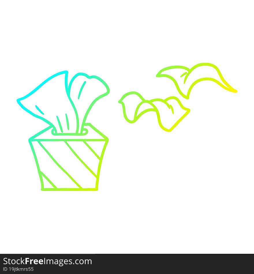 cold gradient line drawing cartoon box of tissues