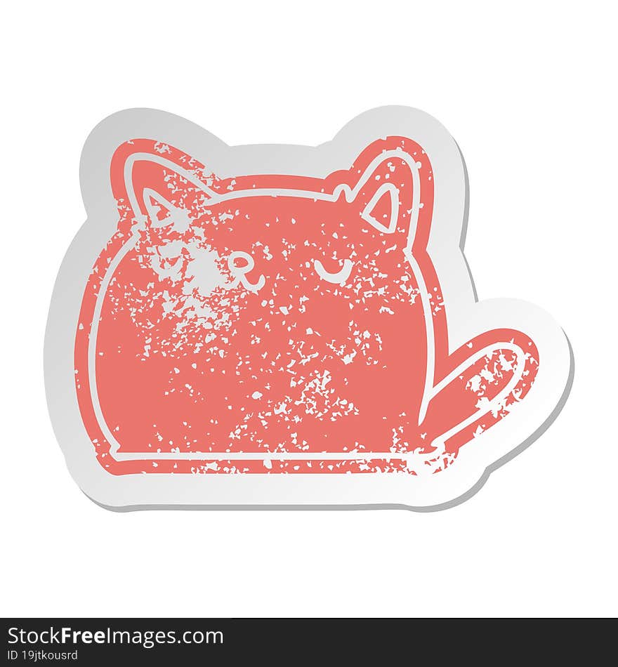 distressed old sticker of cute kawaii cat