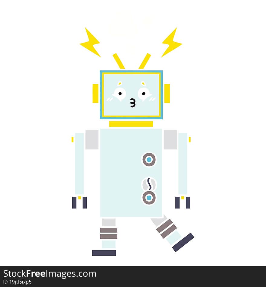 Flat Color Retro Cartoon Robot