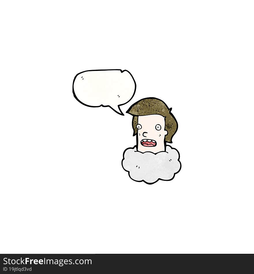 talking head in cloud cartoon