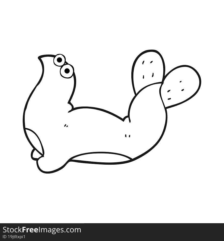 Black And White Cartoon Seal