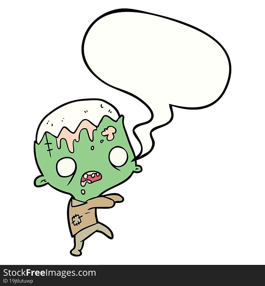 cute cartoon zombie and speech bubble