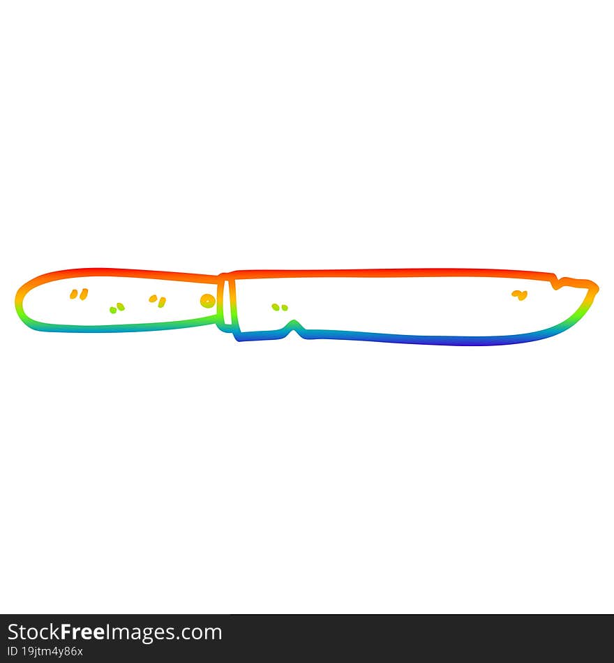 rainbow gradient line drawing cartoon bread knife