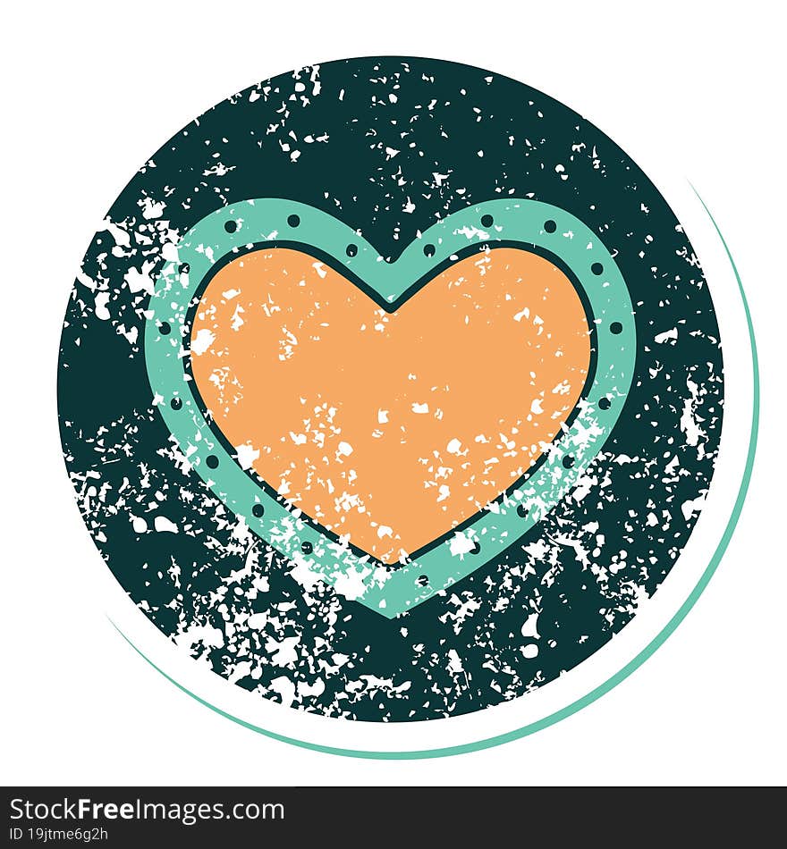 iconic distressed sticker tattoo style image of a heart. iconic distressed sticker tattoo style image of a heart