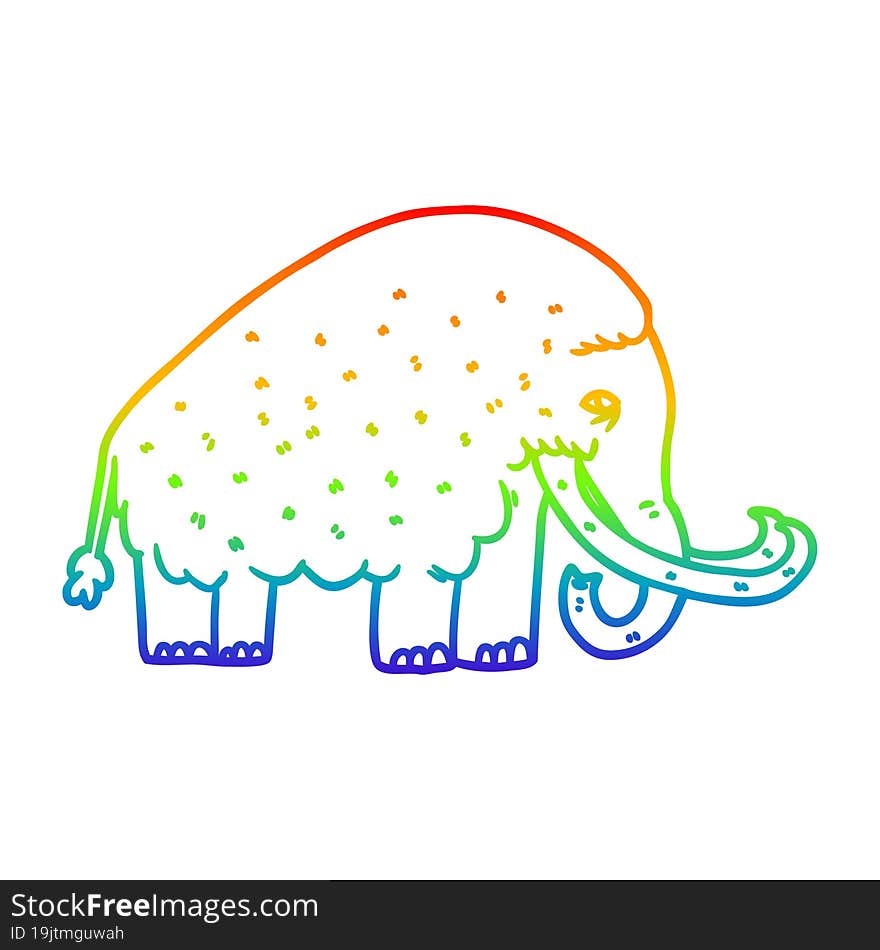 rainbow gradient line drawing cartoon mammoth