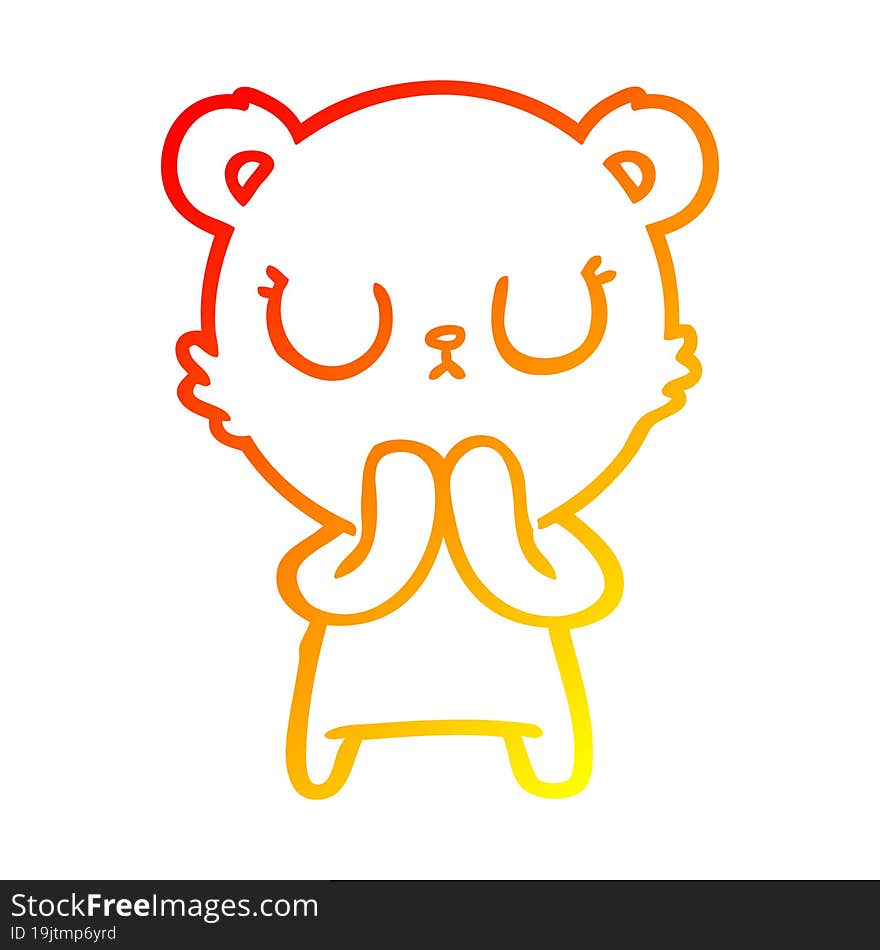 Warm Gradient Line Drawing Peaceful Cartoon Bear Cub