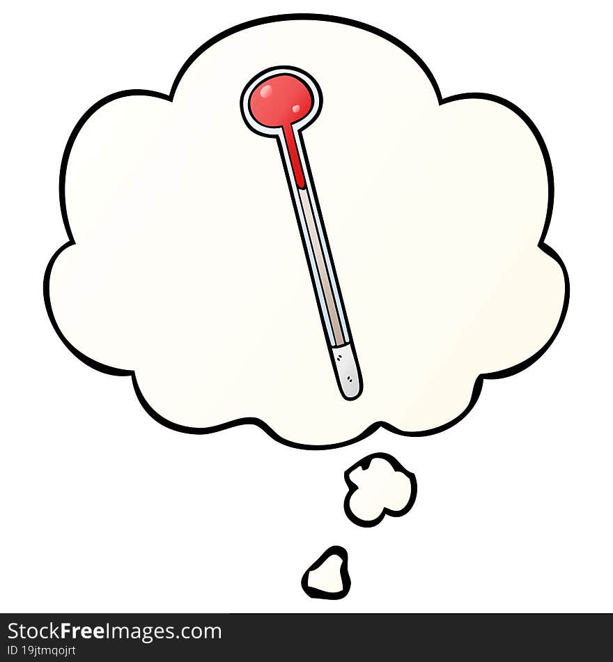 Cartoon Thermometer And Thought Bubble In Smooth Gradient Style