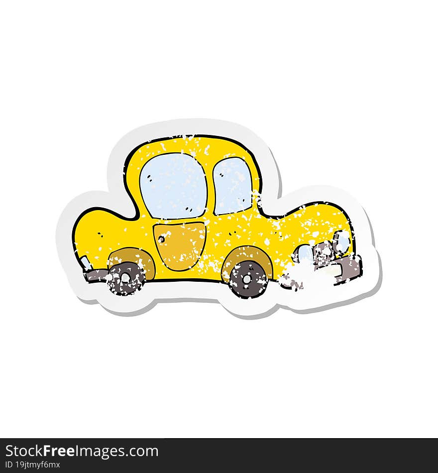 retro distressed sticker of a cartoon car