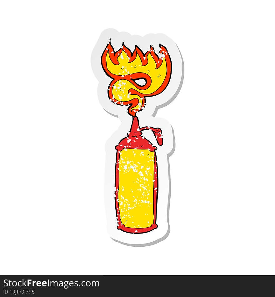 Retro Distressed Sticker Of A Cartoon Hot Sauce