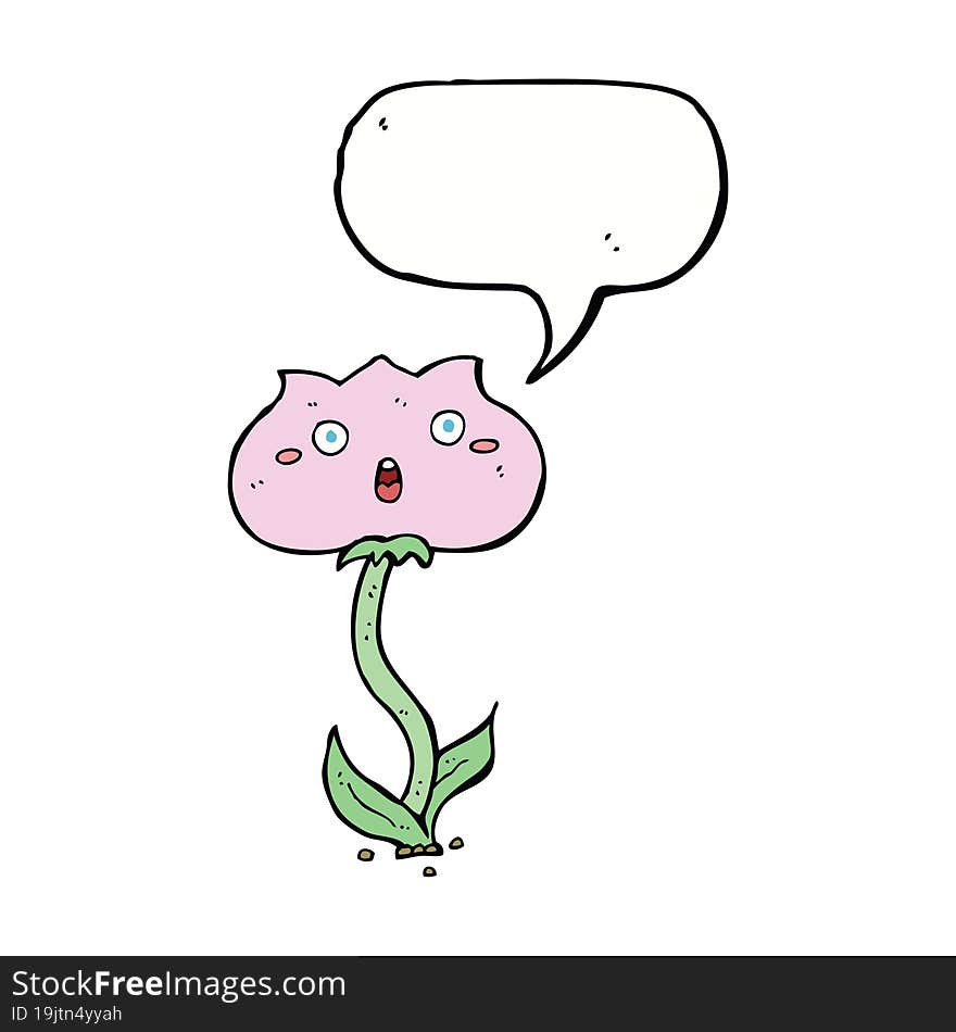 Cartoon Shocked Flower With Speech Bubble