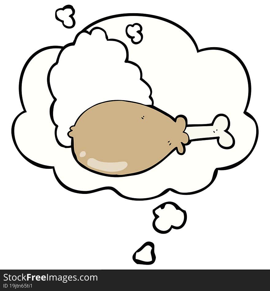 cartoon chicken leg and thought bubble