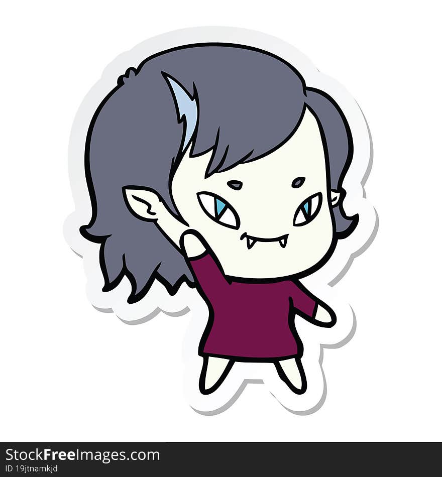 sticker of a cartoon friendly vampire girl