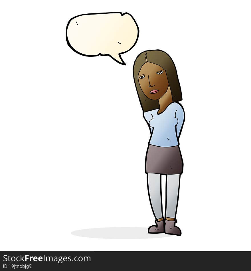 cartoon woman waiting with speech bubble