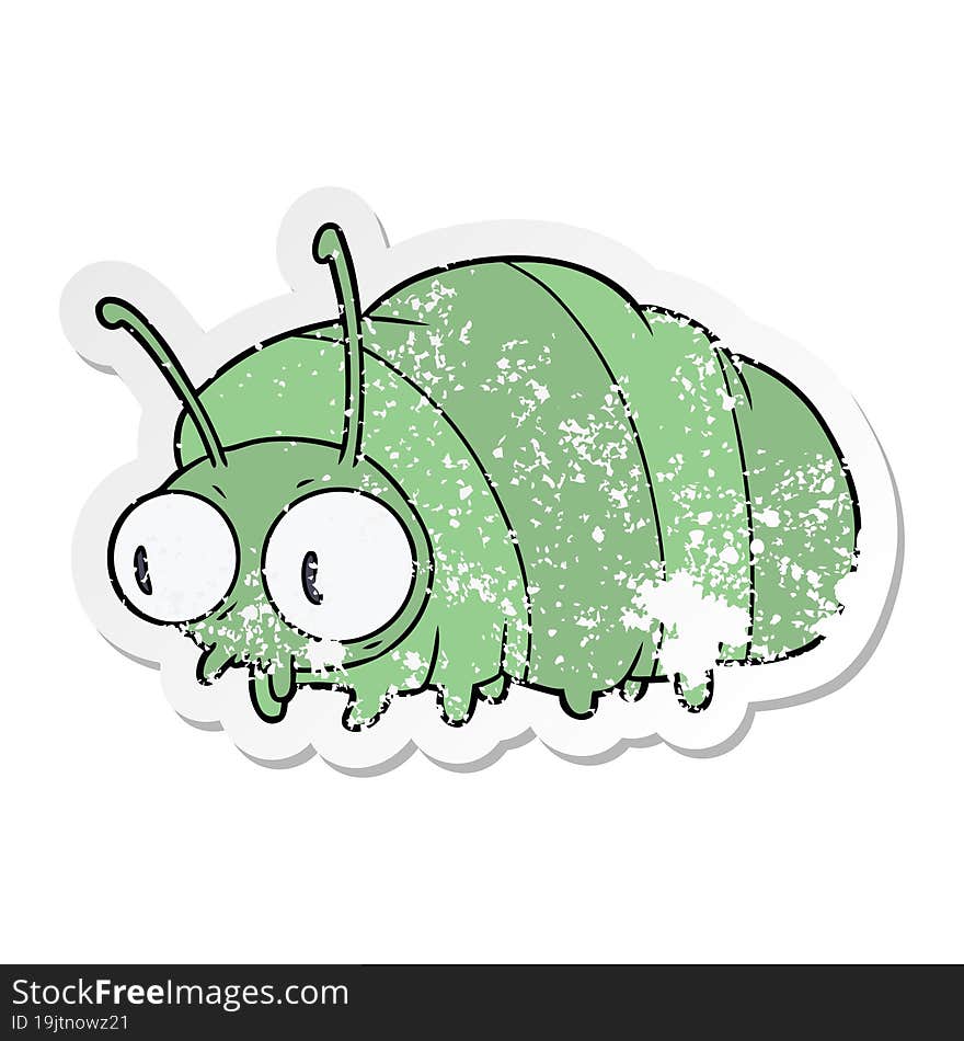 distressed sticker of a funny cartoon bug