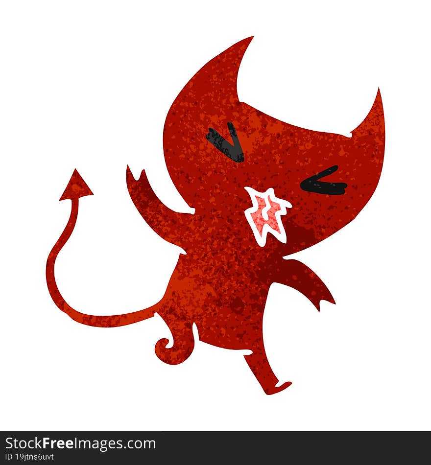 retro cartoon of a kawaii cute demon